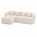 Ecksofa Beige Bouclé L-Form mit Holzrahmen, 300cm