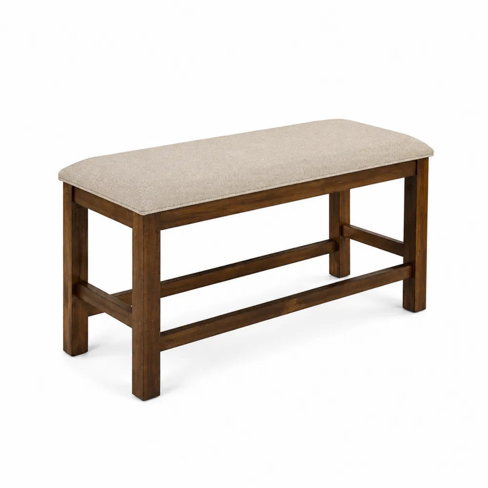 Polsterbank Beige Stoff Massivholz