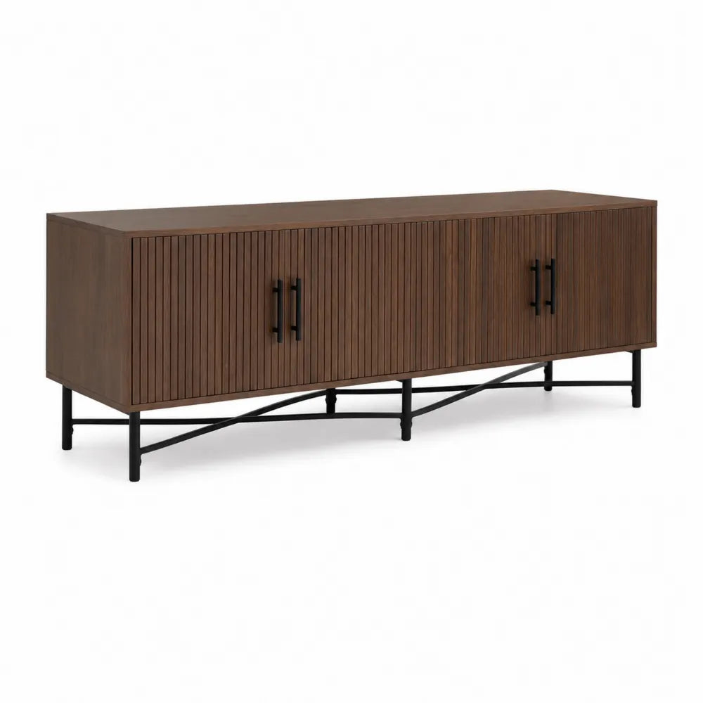 TV-Schrank MDF Metallbeine Mittelbraun 200x40x55 cm