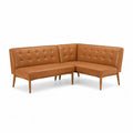 Eckbank Leder Braun L-förmig Buchenholzrahmen 200cm