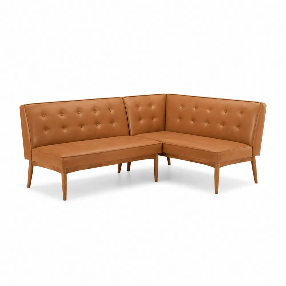 Eckbank Leder Braun L-förmig Buchenholzrahmen 200cm