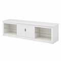 TV-Schrank Weiß Holzwerkstoff mit Gehärteten Glasregalen 180x40x50cm
