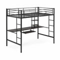 Metall-Hochbett mit Schreibtisch, Schwarz