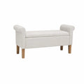 Sitzbank mit Armlehnen aus Leinenstoff Beige 120x40x58cm