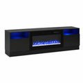 TV-Möbel mit elektrischem Kamin Schwarz MDF