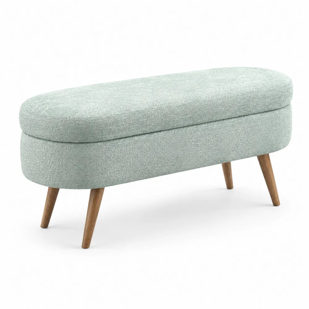 Sitzbank oval Stoff Massivholz 110 cm
